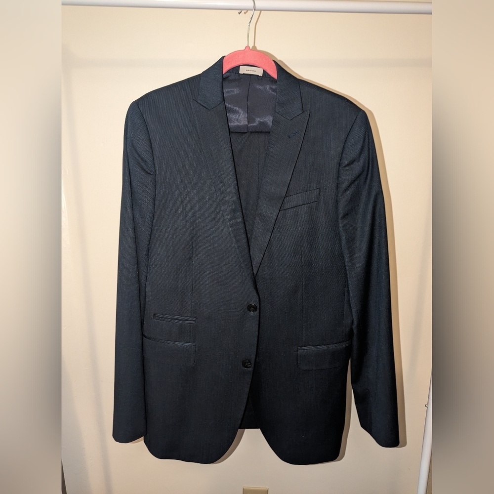 JF J. Ferrar Men's Slim Fit Navy Suit Set
